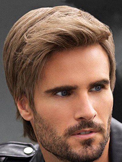Synthetic Short Straight Side Part Men Wig - WOOD 4INCH
