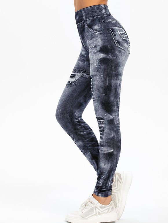 Legging 3D Imprimé Jersey à Taille Haute - Gris ONE SIZE