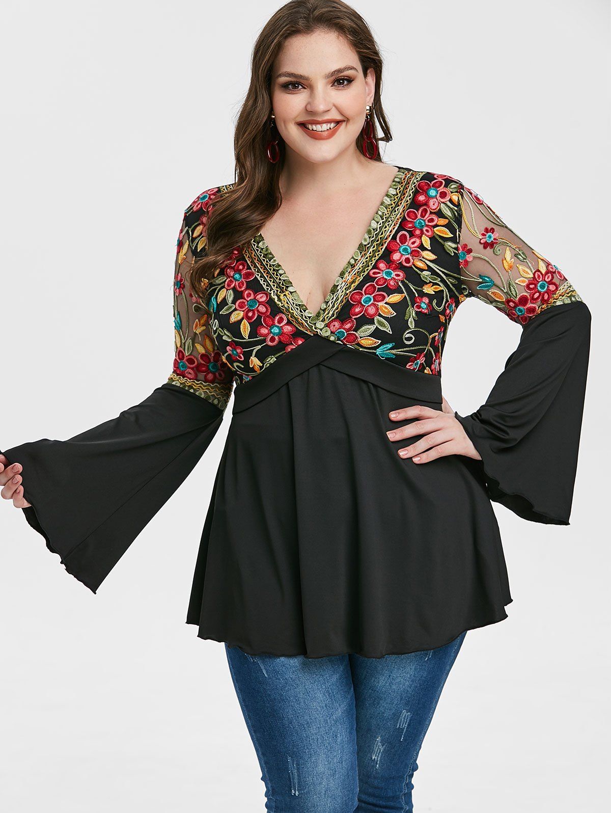 black plunge shirt