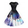Robe Superposée à Imprimé Père Noël et Bonhomme de Neige - Iris Pourpre M