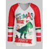 T-shirt de Noël Dinosaure Imprimé de Grande Taille - multicolor A 3X