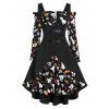 Robe d'Halloween Ligne A Citrouille Imprimée avec Haut Asymétrique - Nuit 2XL