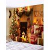 Christmas Tree Fireplace Printed Tapestry Wall Hanging Art Decor - ORANGE GOLD W91 X L71 INCH