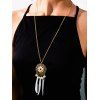 Collier Long Fleur Evidée Attrape-rêve avec Plume - Blanc 