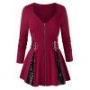 Haut Zippé Bouclé de Grande Taille à Paillettes - Rouge Vineux 5X