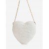 Sac à Bandoulière de Noël Mini Cœur en Fausse Fourrure - Blanc Lait 