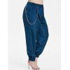 Pantalon de Jogging Chaîne en Métal de Grande Taille à Taille Elastique - Bleu 1X