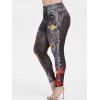 Legging de Noël Planète et Père Noël Imprimés de Grande Taille - Gris Carbone 2X