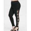 Legging Moulant en Dentelle Floral Grande-Taille - Noir 1X