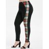 Legging Ajusté à Carreaux Jointif de Grande Taille - Noir 1X