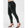 Legging Ajusté Zippé Jointif Grande Taille en PU - Noir 1X