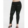 Pantalon Zippé à Taille Haute de Grande Taille - Aurora Noir 5X