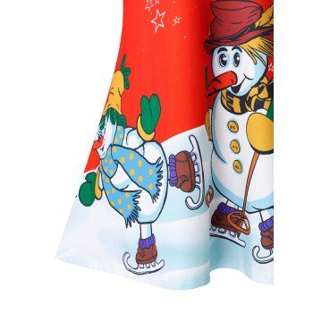 

Christmas Snowmen Print Criss Cross Plus Size T-shirt, Red