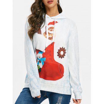 

Christmas Hat Animal Print Kangaroo Pocket Hoodie, Multicolor a