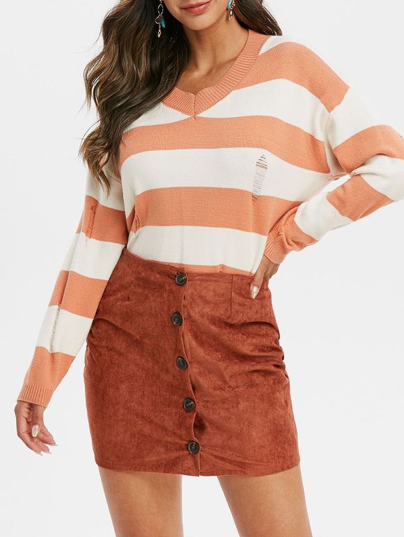 Distressed Pull rayé - Tangerine ONE SIZE