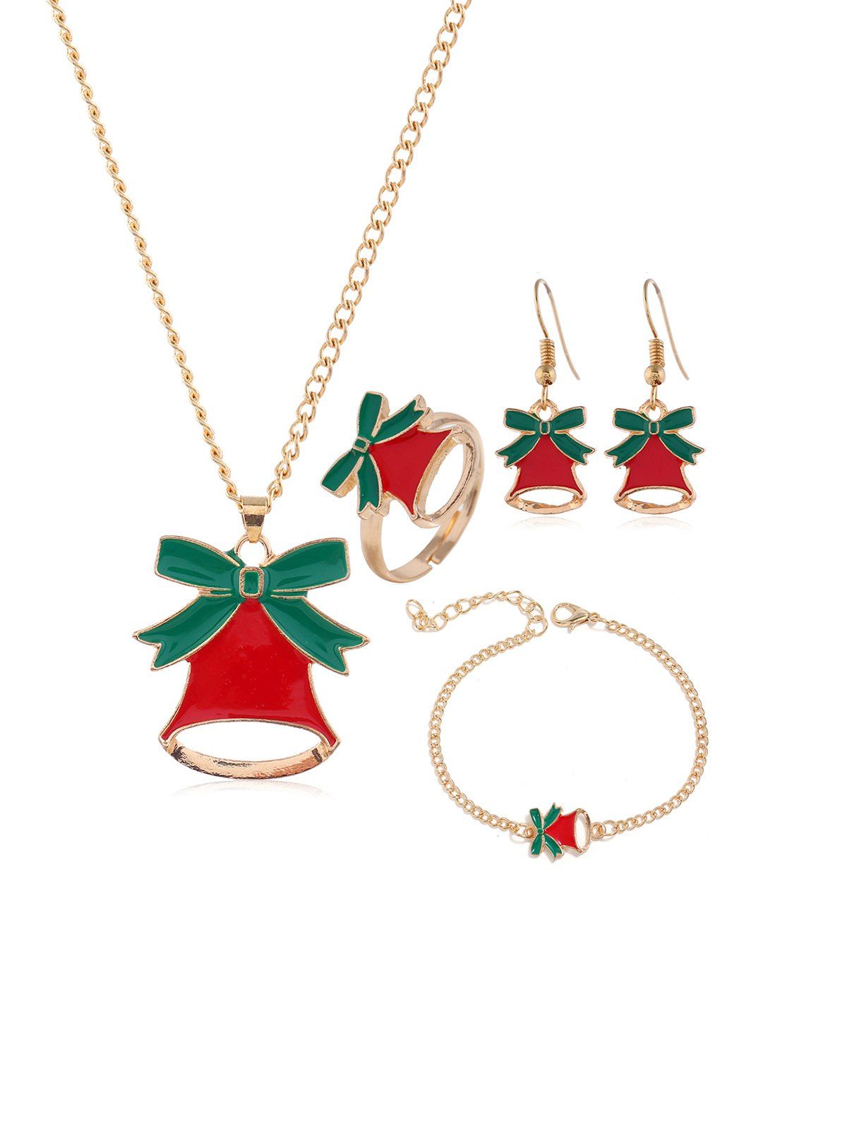 Christmas Elk Tree Glazed Jewelry Suit - GOLD JINGLING BELL