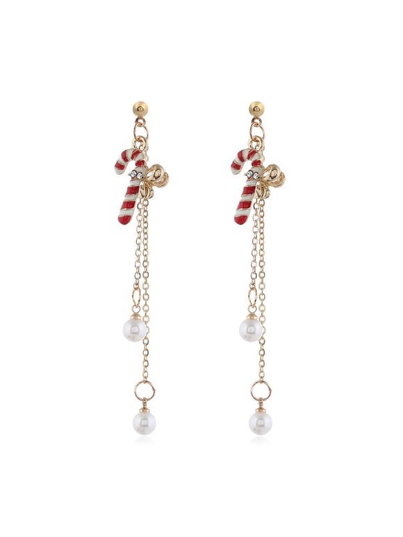 Boucles d'Oreilles Sapin de Noël en Fausse Perle à Frange - Or STICK