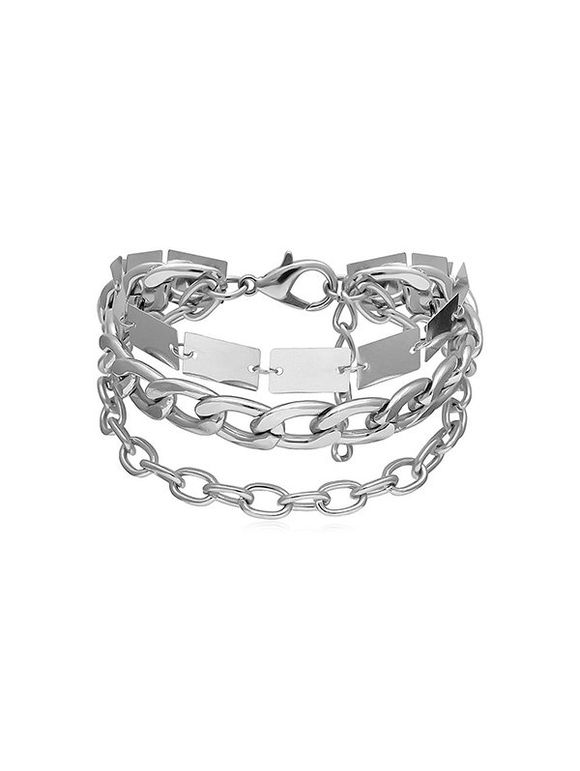 Bracelet à Chaîne Métallique Style Punk - Argent 
