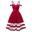 Christmas Lace Insert Cold Shoulder Velvet Dress - RED S