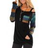 Tricot Tordu Contrasté à Col Oblique avec Poche - Noir L