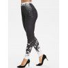 Legging Note de Musique Imprimée à Taille Haute - Noir L