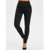 Legging Bouton-pression à Taille Haute avec Poche - Noir M