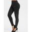 Legging Bouton-pression à Taille Haute avec Poche - Noir XL