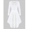Robe Plissée Manches Longues à Ourlet Courbe - Blanc L