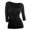 T-shirt Taille Empire Grande Taille à Lacets - Noir 1X