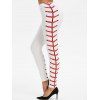 Legging Moulant Imprimé à Taille Haute à Lacets - Blanc 2XL
