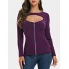 Cut Out Zip Up Solid Tee - PURPLE IRIS S