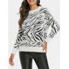 Zebra Graphic Fuzzy Sweater - WHITE ONE SIZE