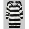 Striped Crisscross Tunic Sweater - multicolor ONE SIZE