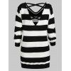 Striped Crisscross Tunic Sweater - multicolor ONE SIZE