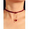 Heart Faux Pearl Rope Pendant Choker Necklace - RED WINE 