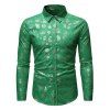 Chemise Boutonnée Motif de Noël Imprimée à Manches Longues - Vert M