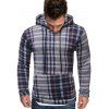 Sweat à Capuche Décontracté Motif à Carreaux avec Poche - Bleu S