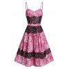 Robe Ajustée Evasée en Dentelle à Bretelle - multicolor A 3XL