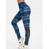 Pantalon Moulant Teinté Imprimé à Lacets - Bleu profond 2XL