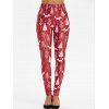 Legging à Imprimé Sapin de Noël et Flocon de Neige - Rouge XL