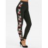 Legging Boutonné Ourlet à Carreaux à Coupe Haute - Noir S