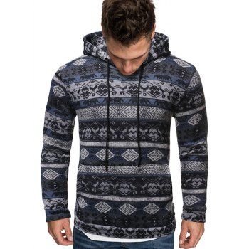 

Tribal Printed Kangaroo Pocket Hoodie, Cadetblue