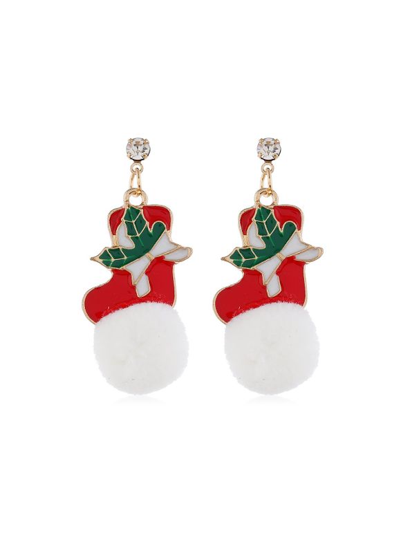 Boucles d'Oreilles Père Noël Flocon de Neige et Boule Fourrée - Blanc CHRISTMAS SOCK
