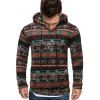Sweat à Capuche Tribal Imprimé avec Poche Kangourou - café S
