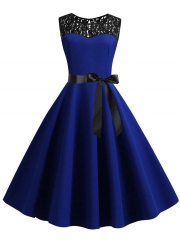 Plus Size Lace Insert Vintage Pin Up Dress