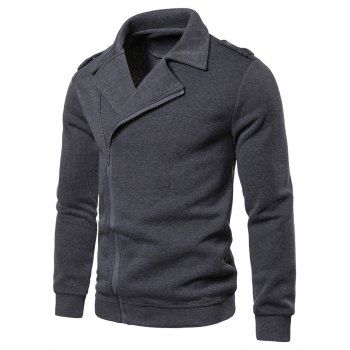 

Solid Color Zipper Up Casual Jacket, Gray