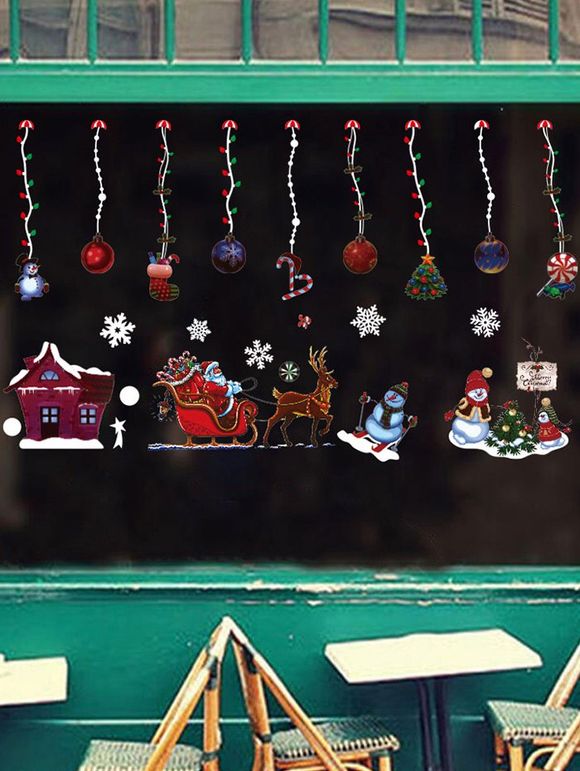 Ensemble d'Autocollant Mural Motif de Père Noël et de Flocon de Neige - multicolor A 30X50X2CM