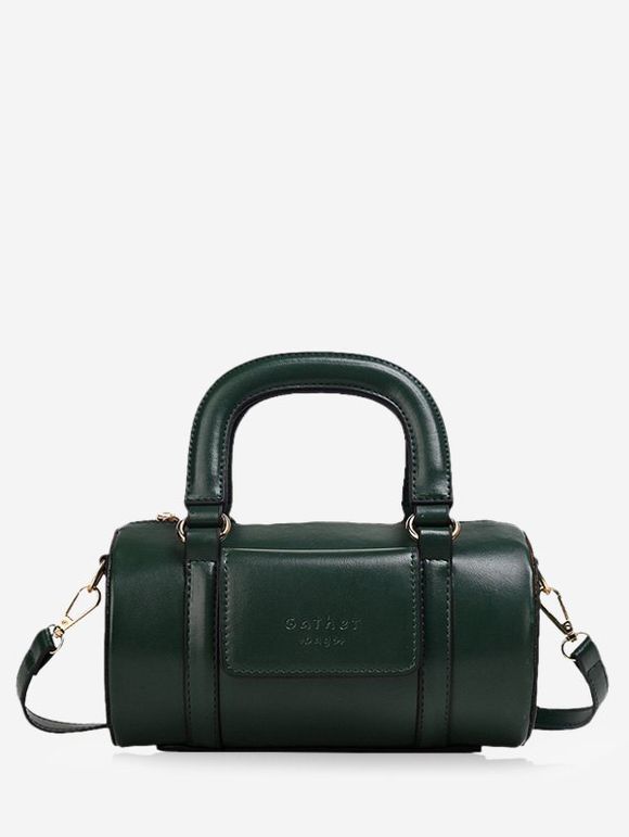 Solid Business Leather Boston Bag - MEDIUM SEA GREEN 