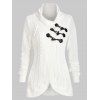 Cardigan Décontracté Boutonné à Col Bénitier - Blanc 3XL