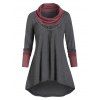 T-shirt Haut Bas Chiné Embelli de Chaîne Contrasté - Gris L
